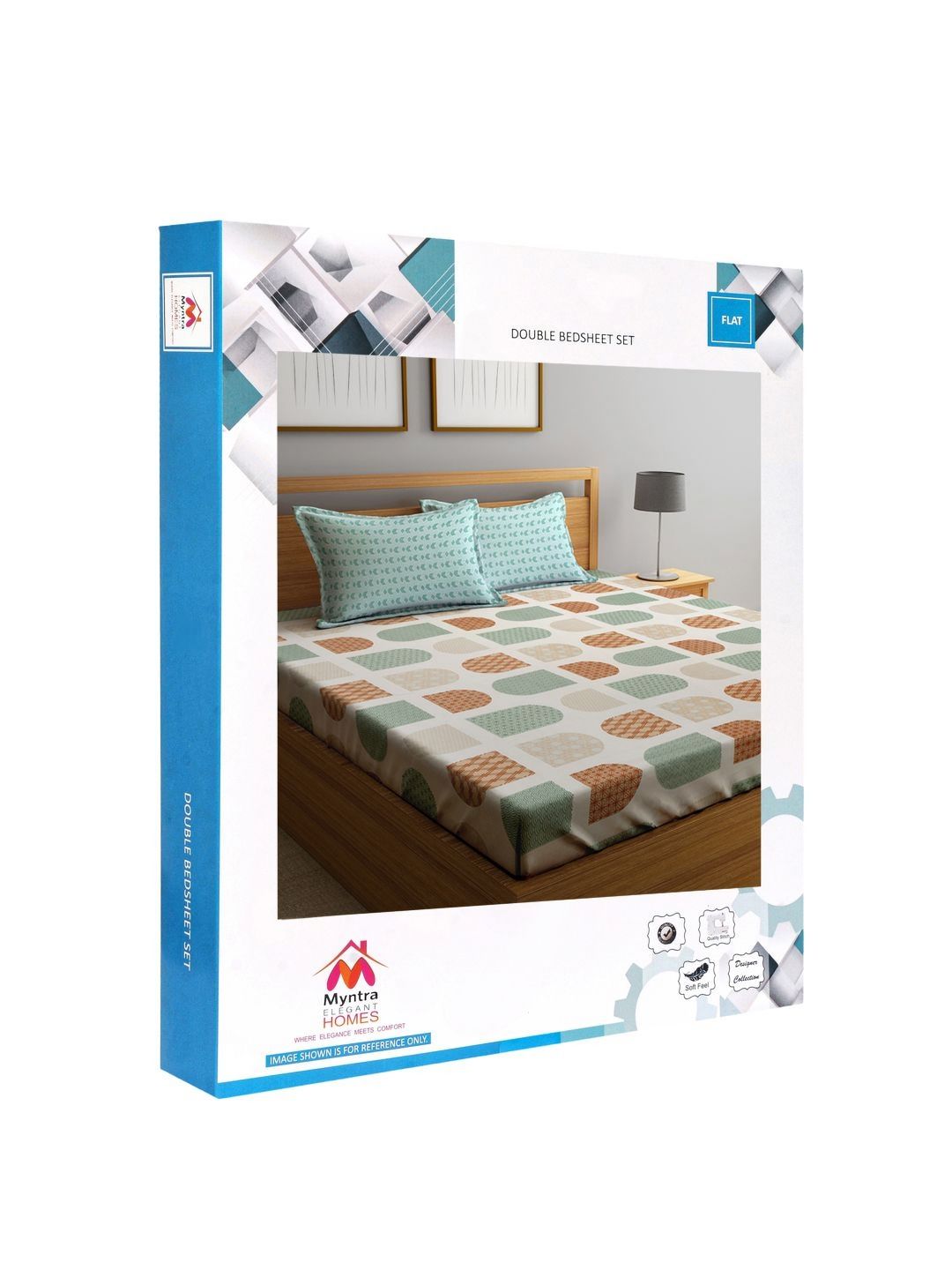 Myntra Elegant Homes Bercetak Putih & Biru Set Cadar King 300 TC 2.50 m x 2.20m