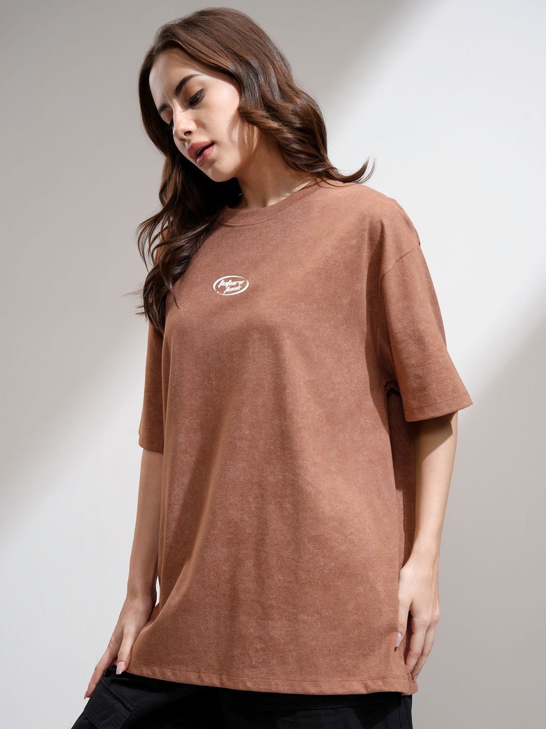 Street By Tokyo Talkies Women Solid Round Neck Oversized T-shirt