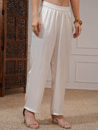 Vishudh Women Embroidered Straight Kurta With Regular Pants & Organza Dupatta