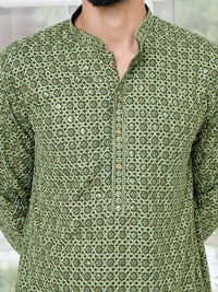 See Designs Floral Embroidered Mandarin Collar Chikankari Straight Kurta