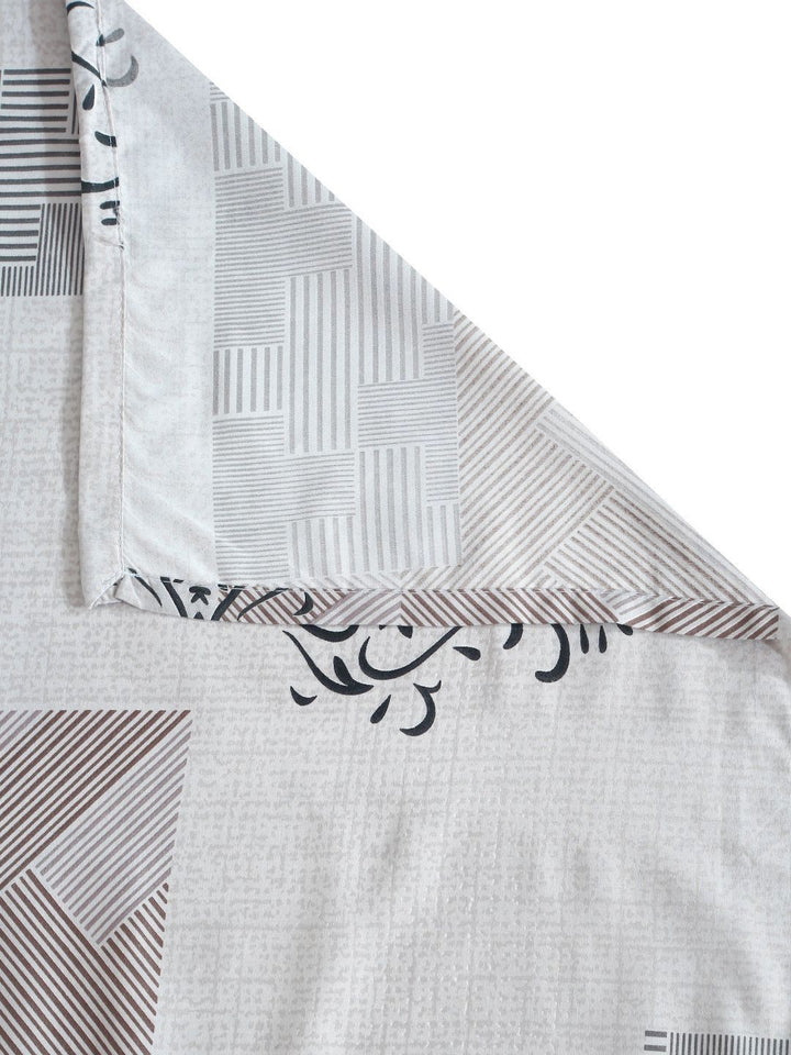 Aura Grey Ethnic Motifs Polycotton 300 TC King Fine Bedsheet with 2 Pillow Covers-98 x 89 inches