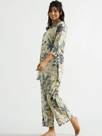 Mamicha Printed Pure Cotton Tunic With Palazzo Co-Ords