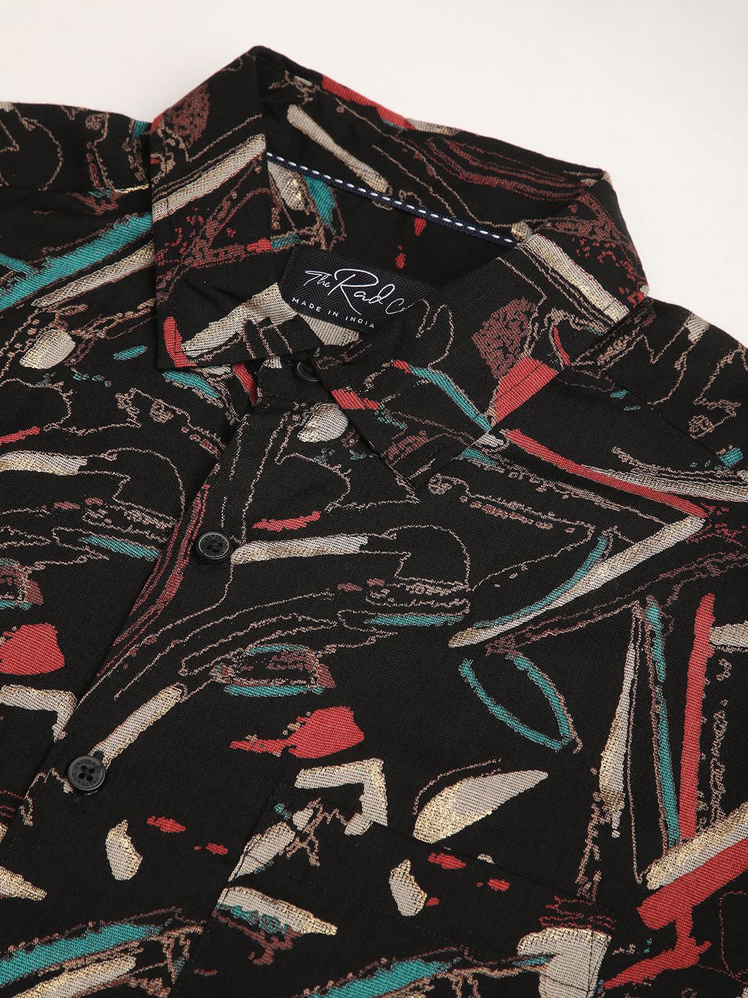 VASTRADO Men Classic Fit Spread Collar Abstract Printed Casual Shirt