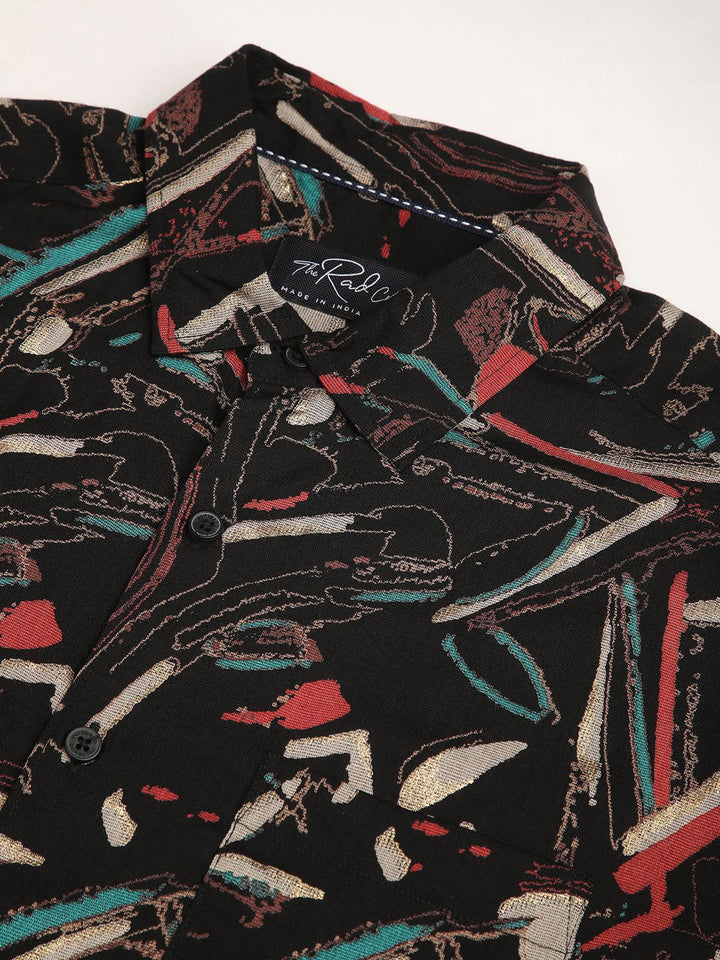 VASTRADO Men Classic Fit Spread Collar Abstract Printed Casual Shirt