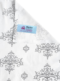 Myntra Elegant Homes White & Grey Floral 400 TC Cadar dengan 2 Sarung Bantal