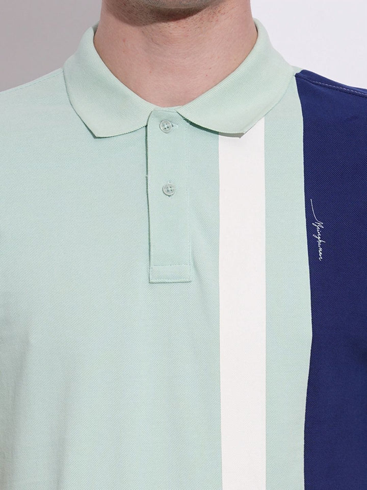 Being Human Men Colourblocked Polo Collar Cotton T-shirt