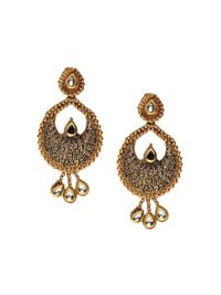 Anouk Gold-Plated Artificial Stones Studded Contemporary Drop Earrings