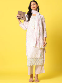 Mamicha Wanita Bercetak Kurta Kapas Tulen Biasa dengan Palazzos & Dengan Dupatta