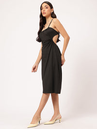 DressBerry Cutie-Pie Style Tie-Up Open Back Shoulder Straps A-Line Dress