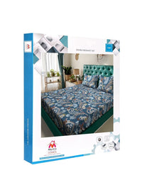 Myntra Elegant Homes Book Fold Blue Ethnic Motifs Polycotton 300 TC King Fine Bedsheet with 2 Pillow Covers-98 x 89 inches