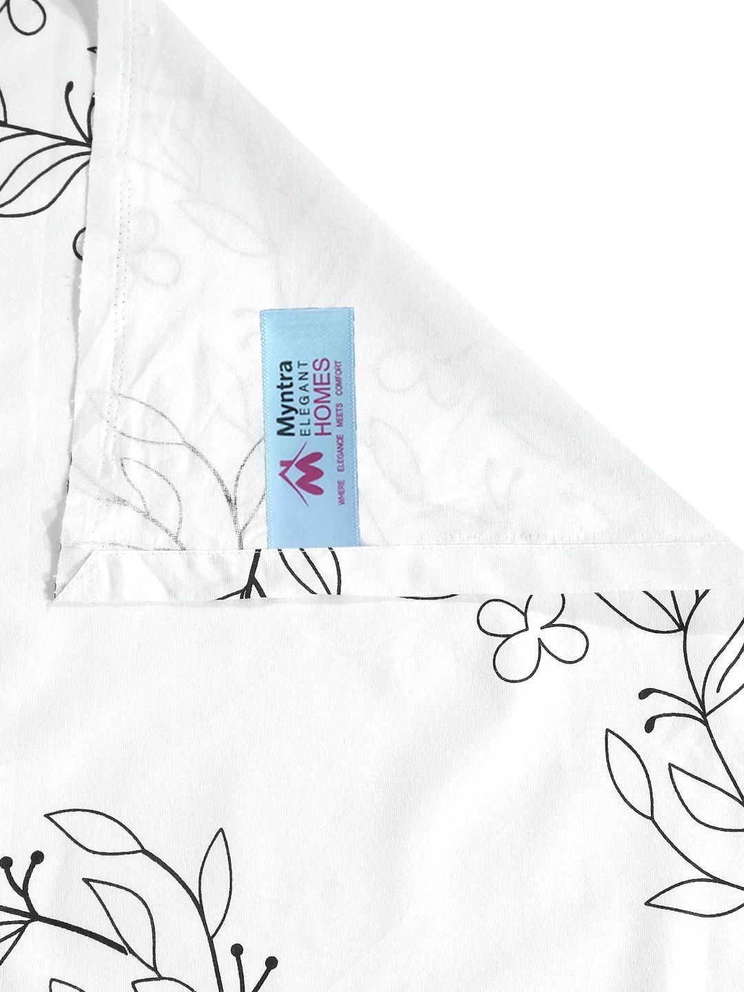Myntra Elegant Homes White Floral 400 TC Cadar dengan 2 Sarung Bantal