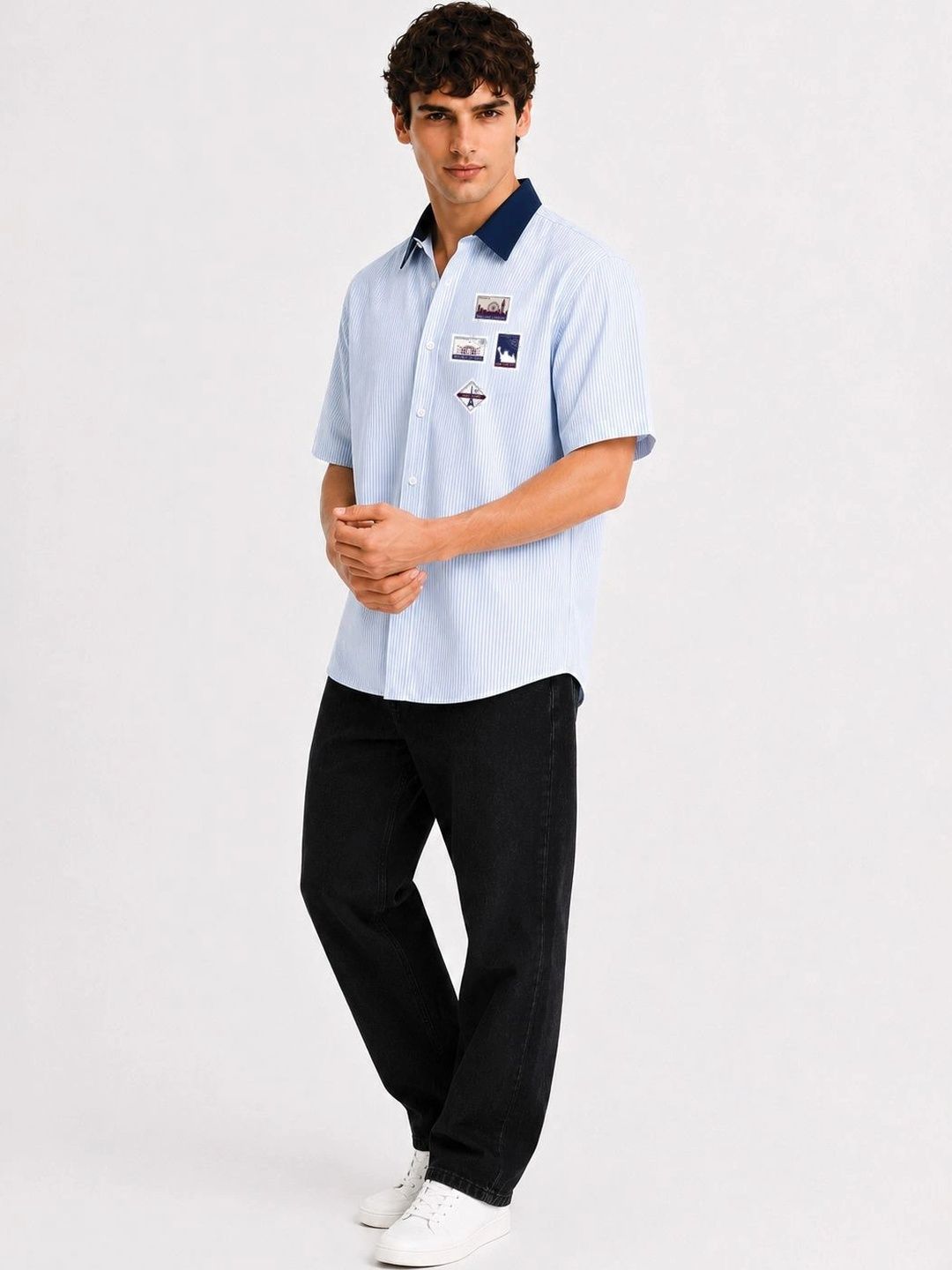 Baju Kasual Berjalur Santai ADRO Lelaki