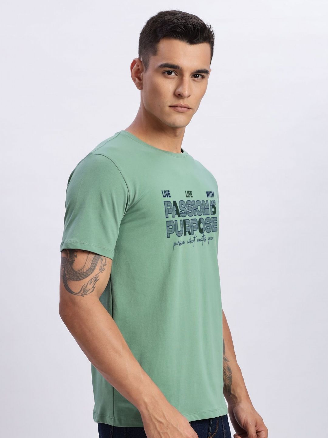 ADRO Typography Printed Round Neck Cotton T-shirt