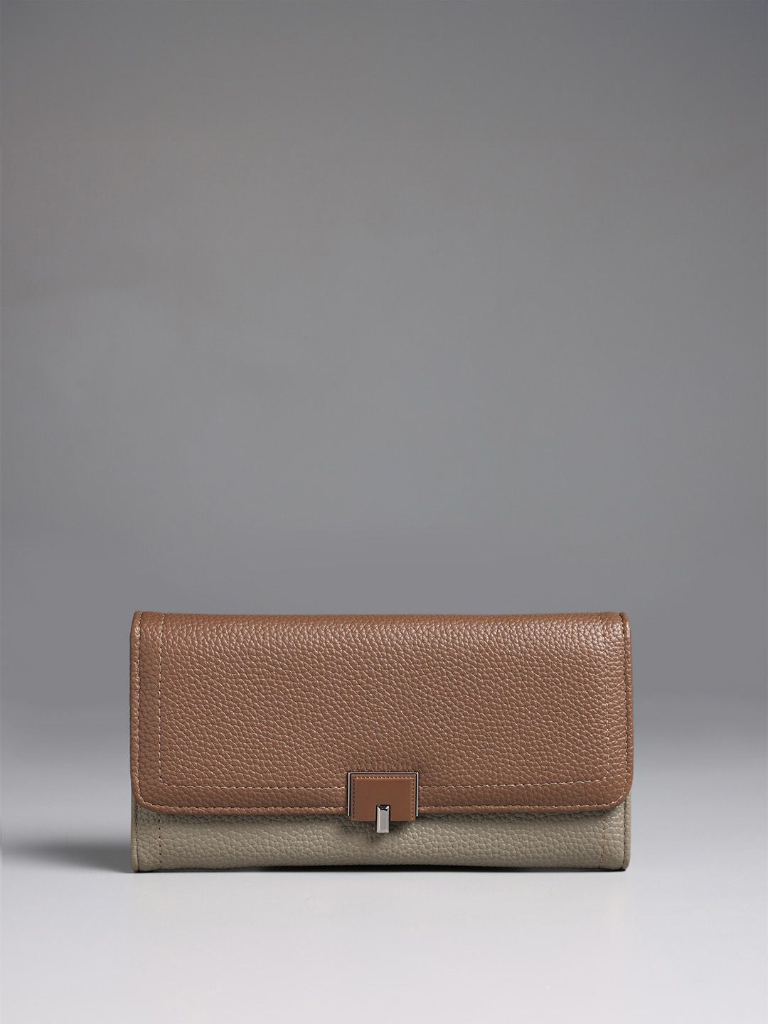 Lino Perros Women Buckle Detail Two Fold Wallet with SIM Card Holder
