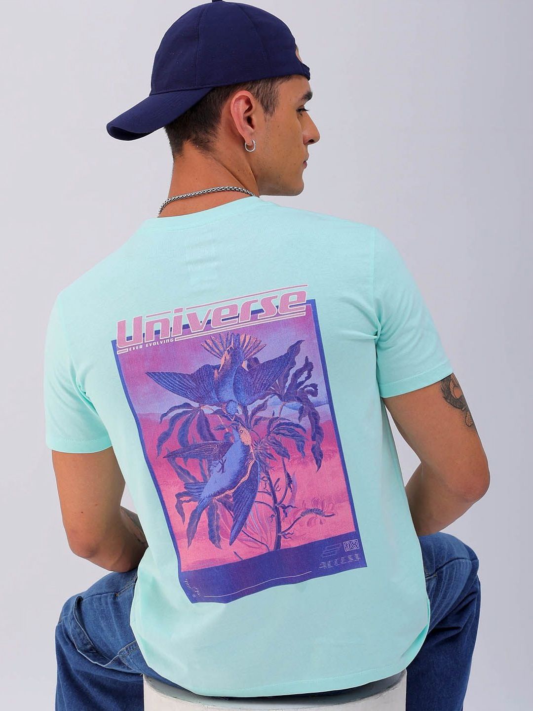 The Indian Garage Co Men Graphic Printed Round Neck Pure Cotton Slim Fit T-shirt