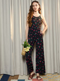 Berrylush Floral Printed Shoulder Straps Basic Jumpsuit