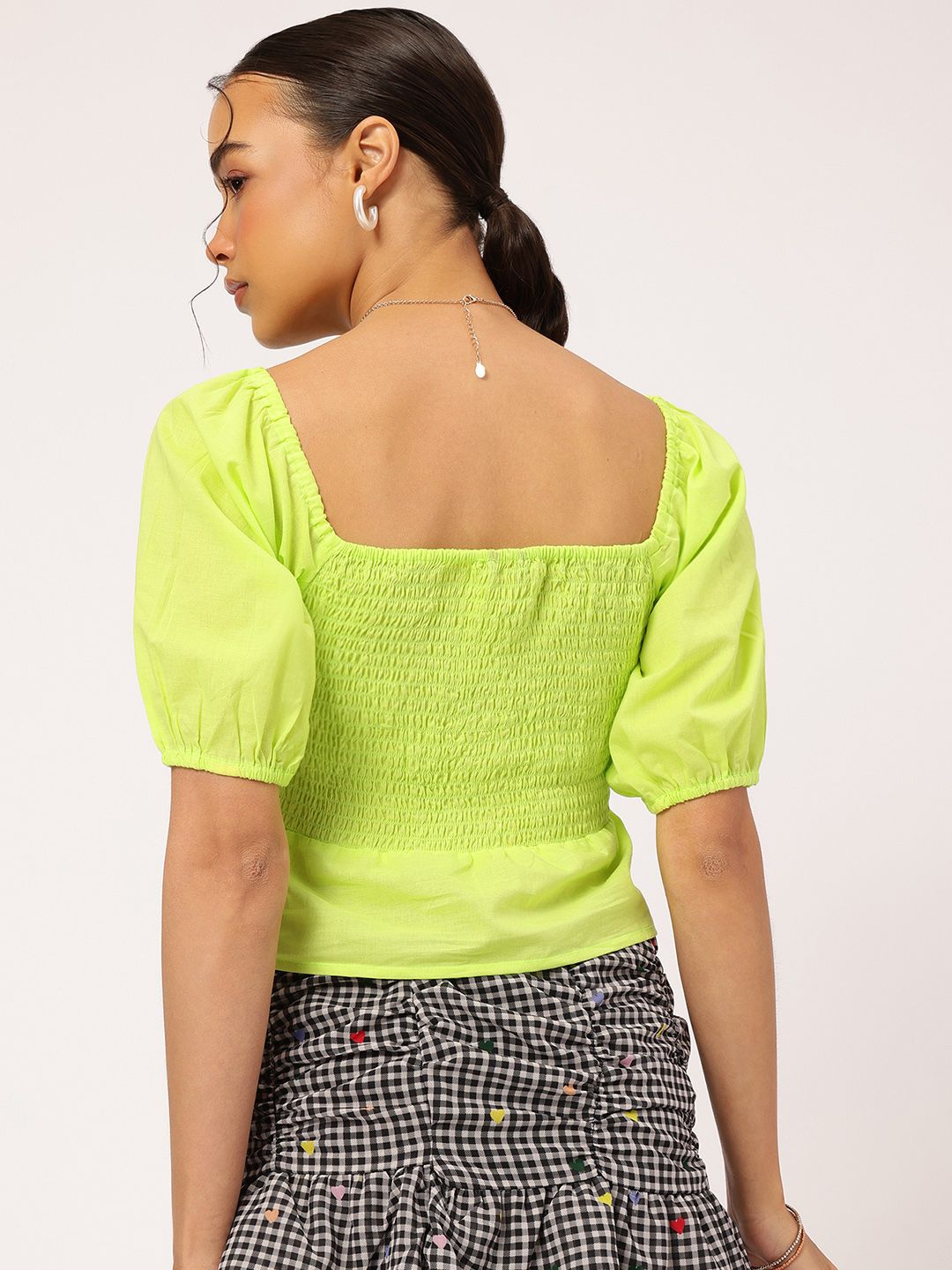 DressBerry Free Spirit Fit Smocked Puff Sleeve Top