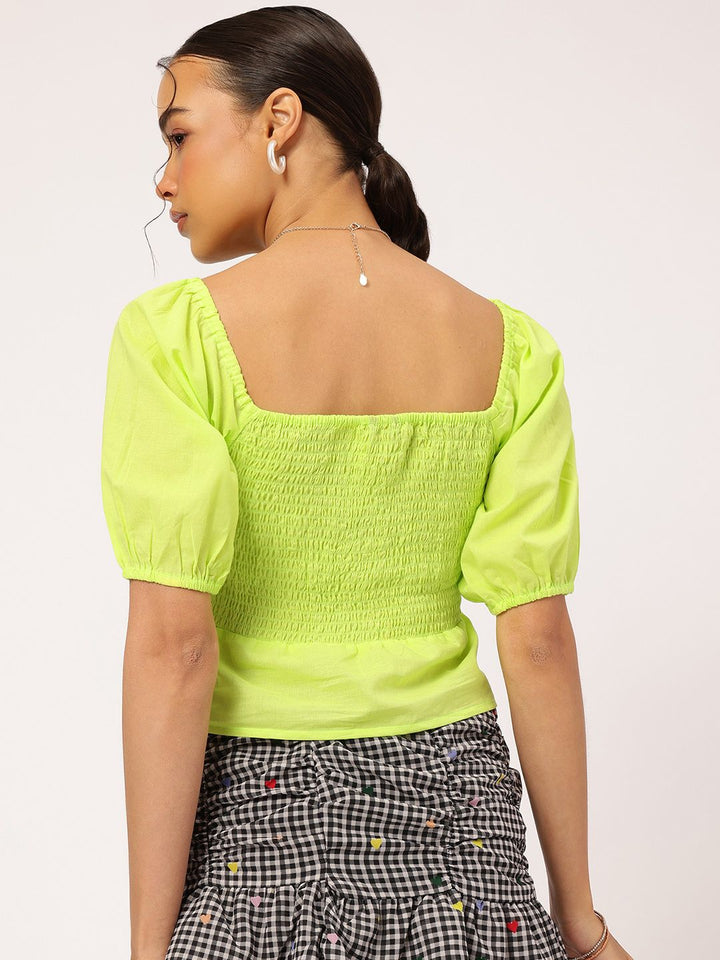 DressBerry Free Spirit Fit Smocked Puff Sleeve Top