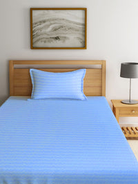 Myntra Elegant Homes Blue Striped 300 TC Single Bedsheet Set