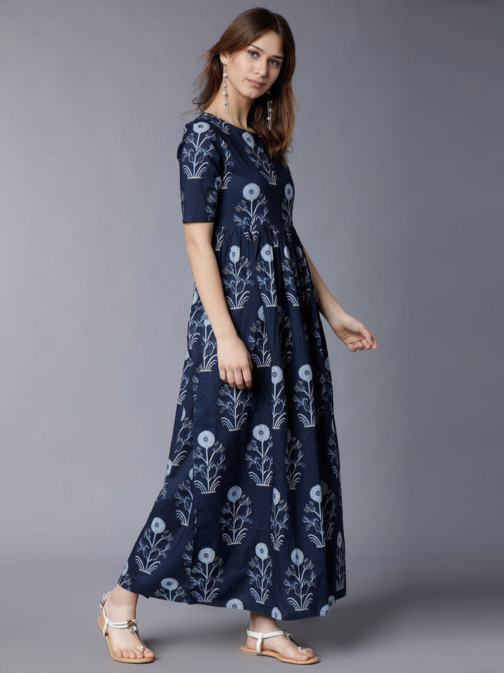 Vishudh Women Cotton Ethnic Motifs Printed Maxi Dress