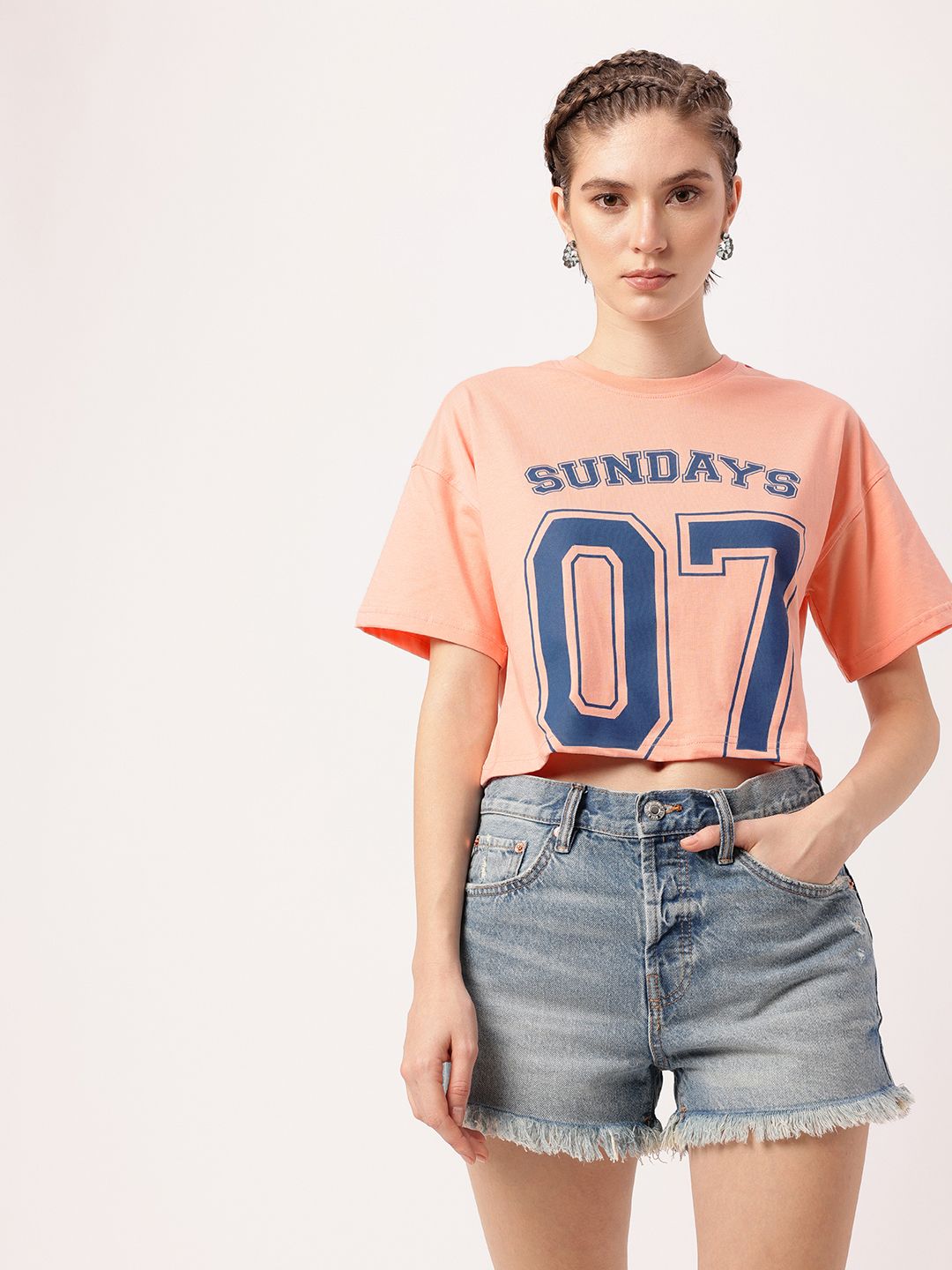 DressBerry Sporty Blend Printed Boxy Fit Crop T-Shirt