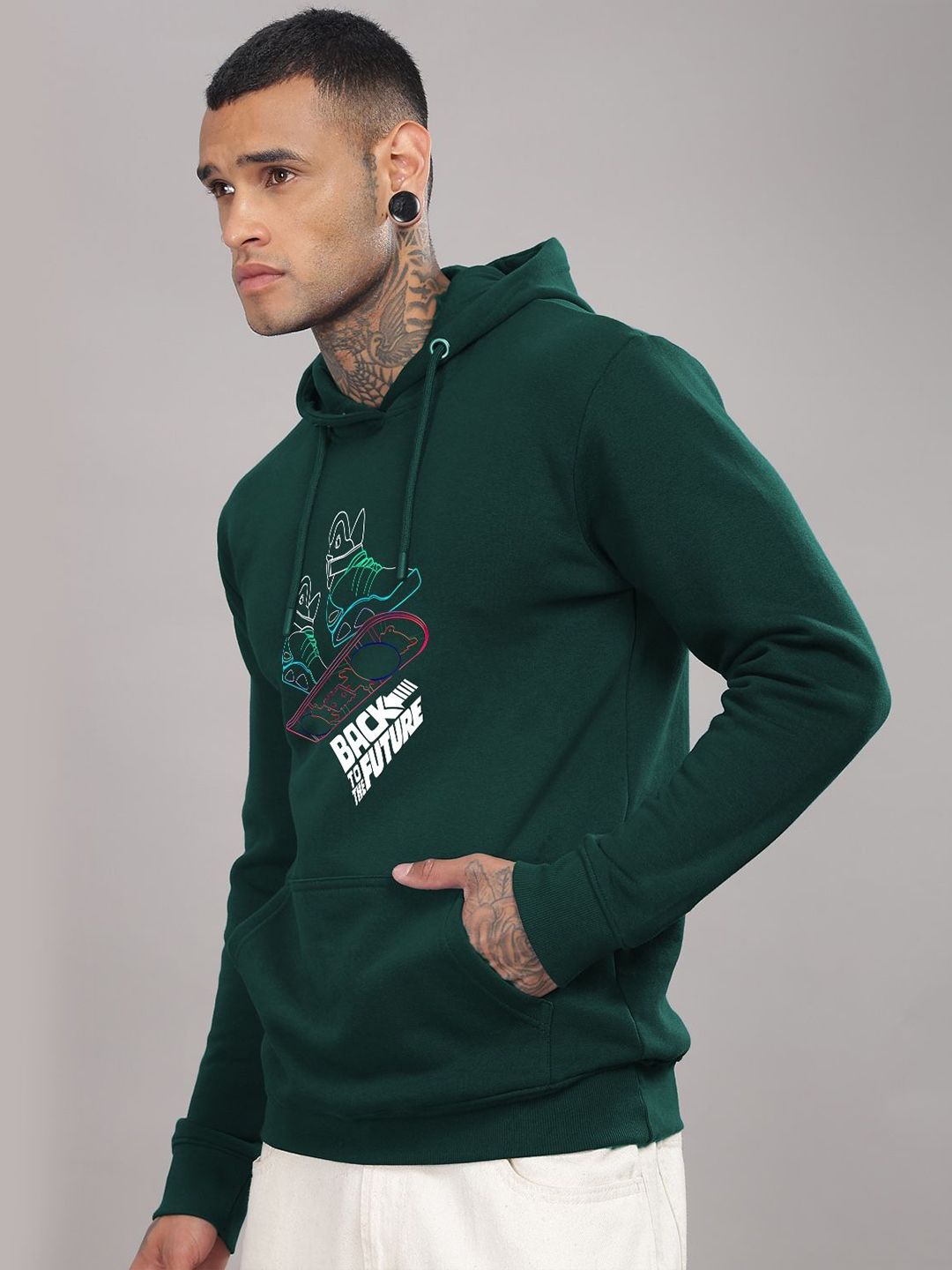 ADRO Men Printed Hooded Sweatshirt
