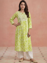House of Chikankari Women Floral Embroidered Chikankari Kurta