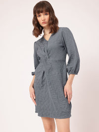 DressBerry Soft Serve Textured Twisted Mini A-line Dress
