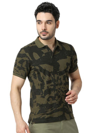 SPYKAR Men Typography Printed Polo Collar Pockets Slim Fit T-shirt