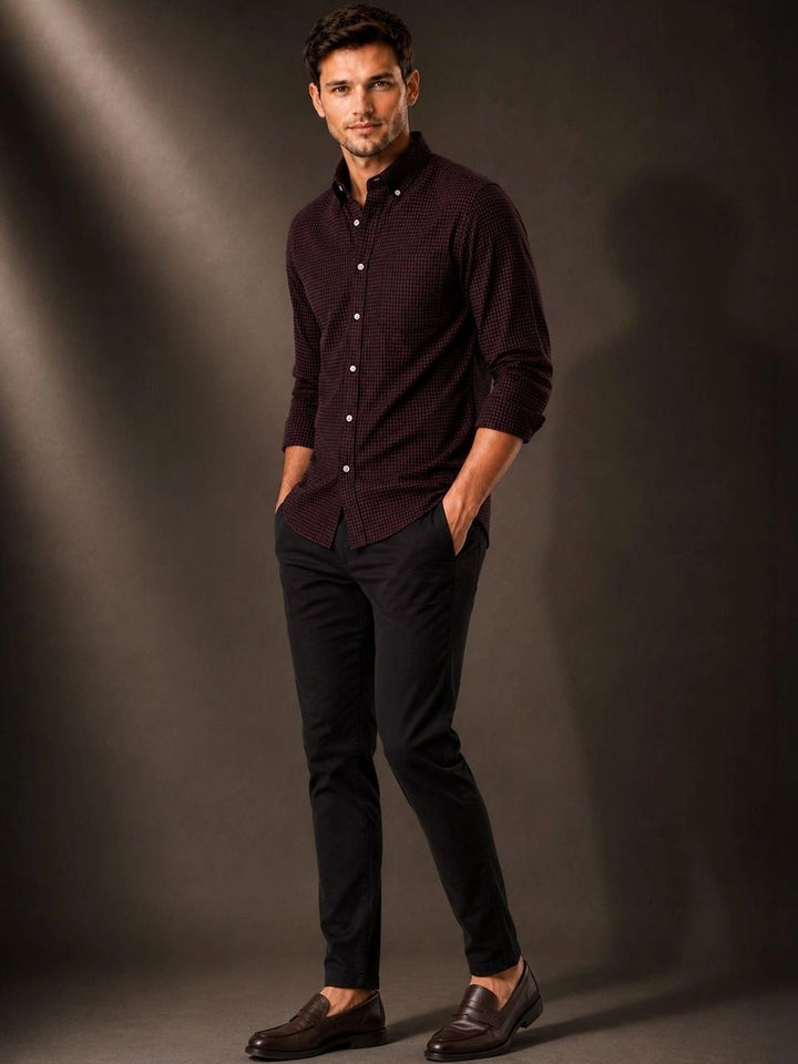 ADRO Men Standard Micro Checked Baju Separa Formal