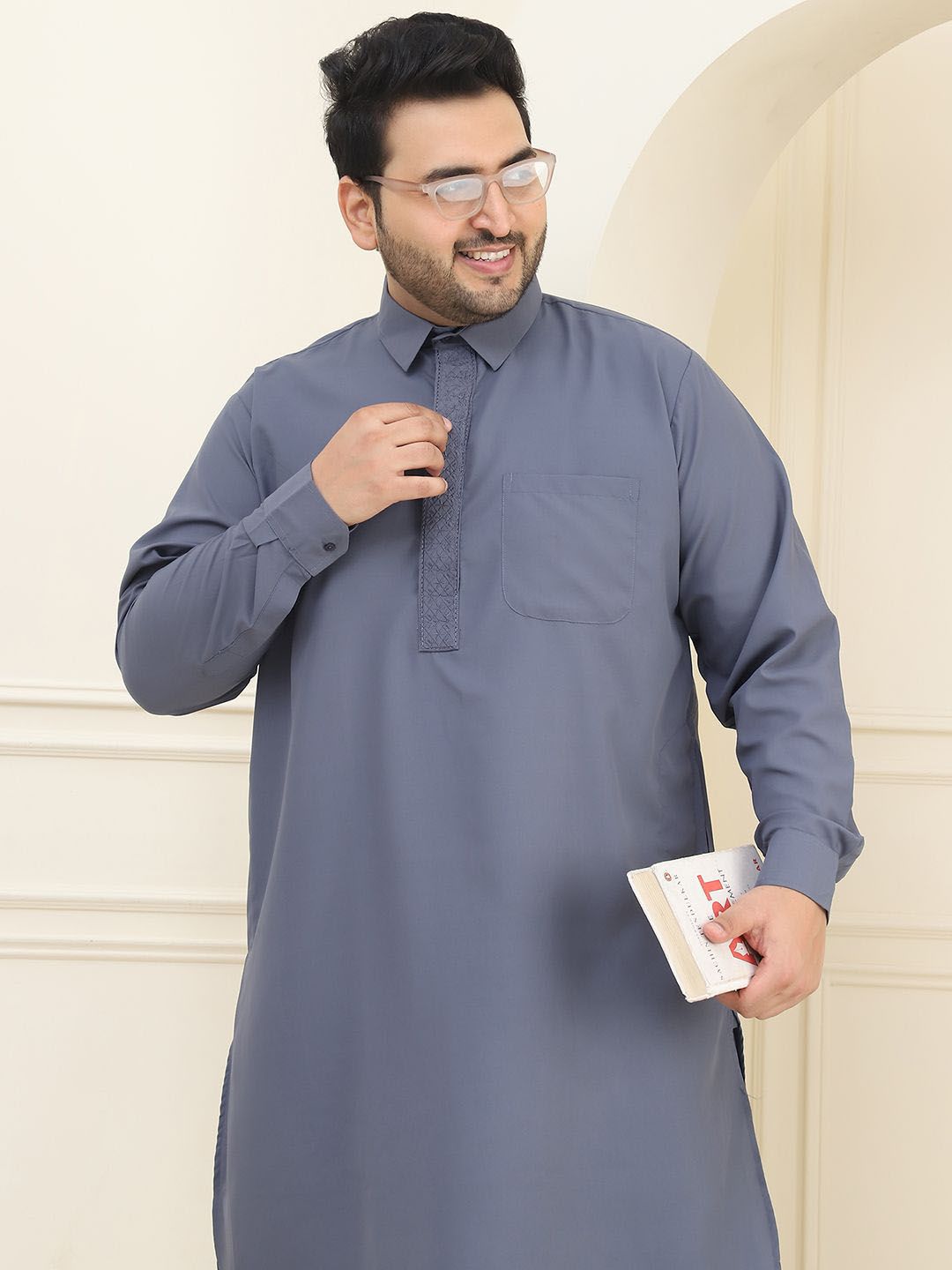 SOJANYA PLUS Shirt Collar Regular Pathani Kurta with Salwar