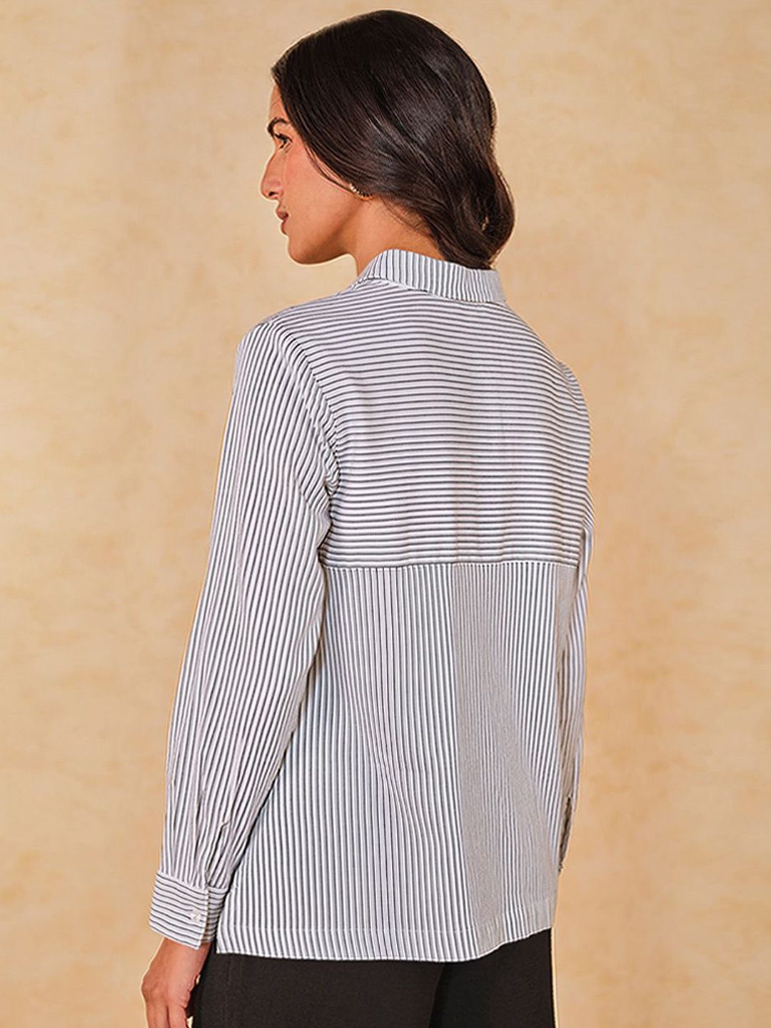 AND Striped Cotton Shirt Style Top