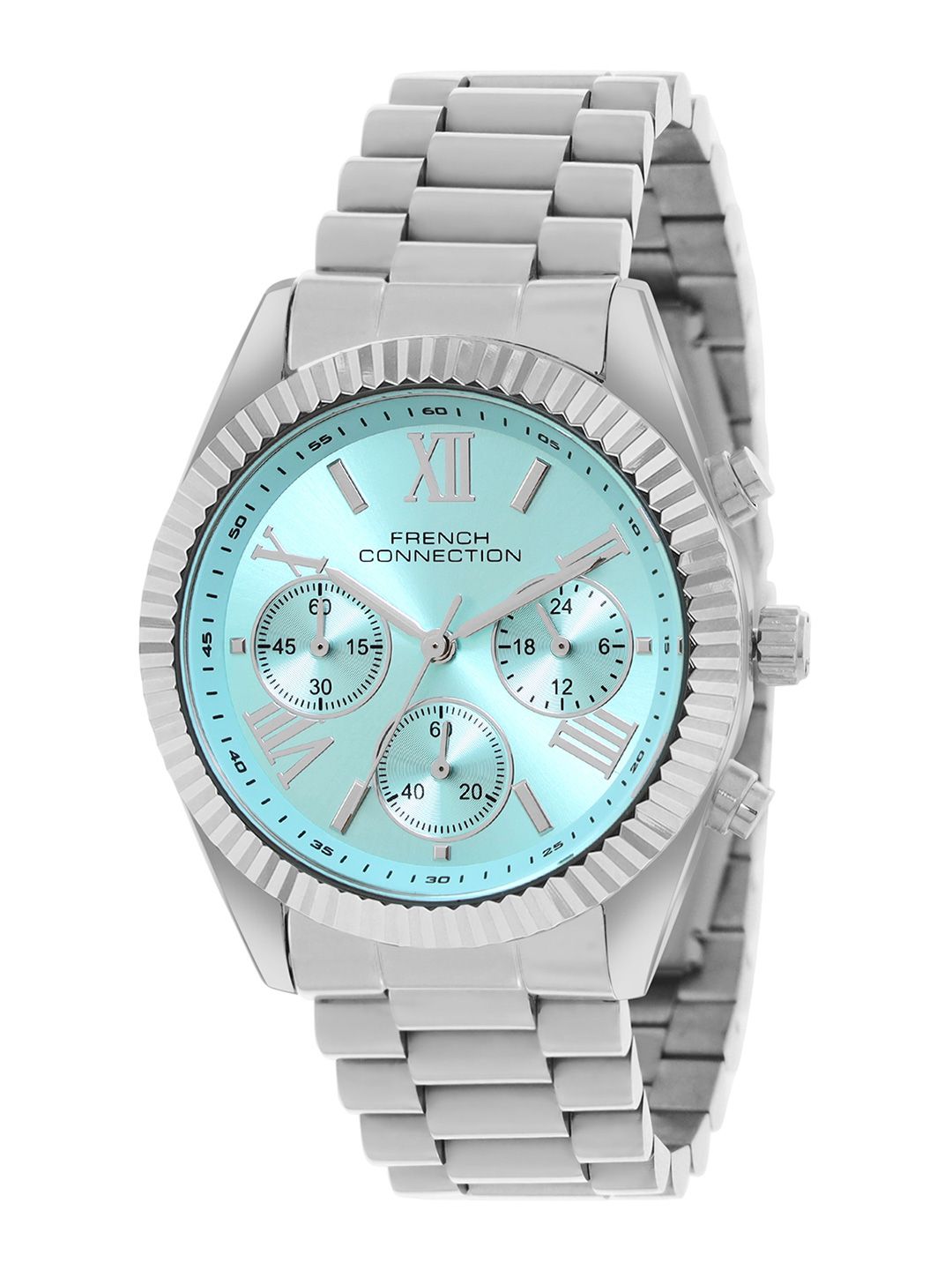 French Connection Women Dial & Stainless Steel Bracelet Style Straps Analogue Chronograph Watch FCM06USM