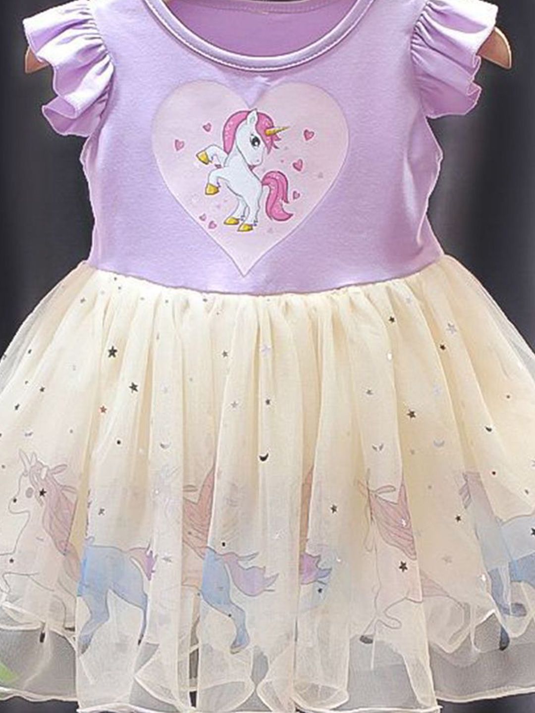 YK Girl Flutter Sleeve Fit and Flare Dress