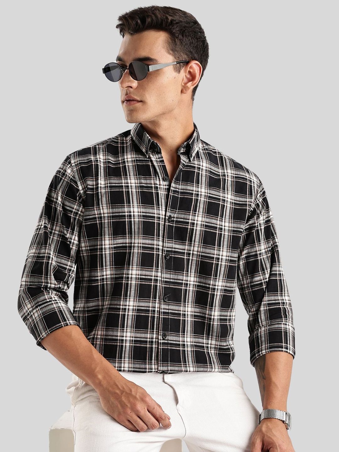 ADRO Standard Tartan Checks Baju Kasual Kapas