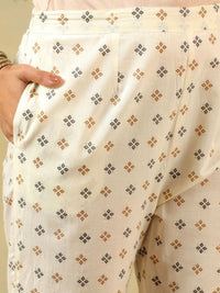 Mamicha Women Ethnic Motifs Printed Regular Thread Work Pure Cotton Kurta with Trousers & With Dupatta