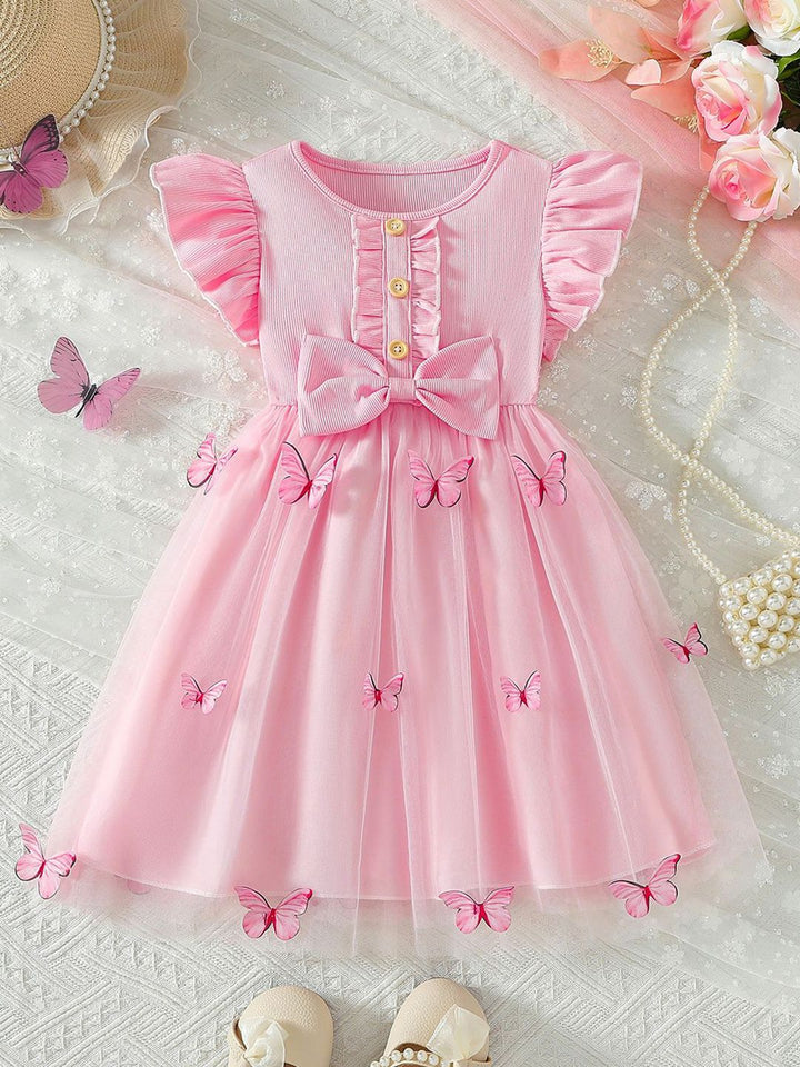 YK Girls Round Neck Fit & Flare Knee Length Dress