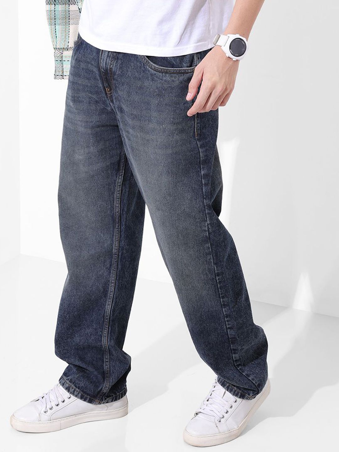 The Indian Garage Co Men Relaxed Fit Mid-Rise Pure Cotton Jeans