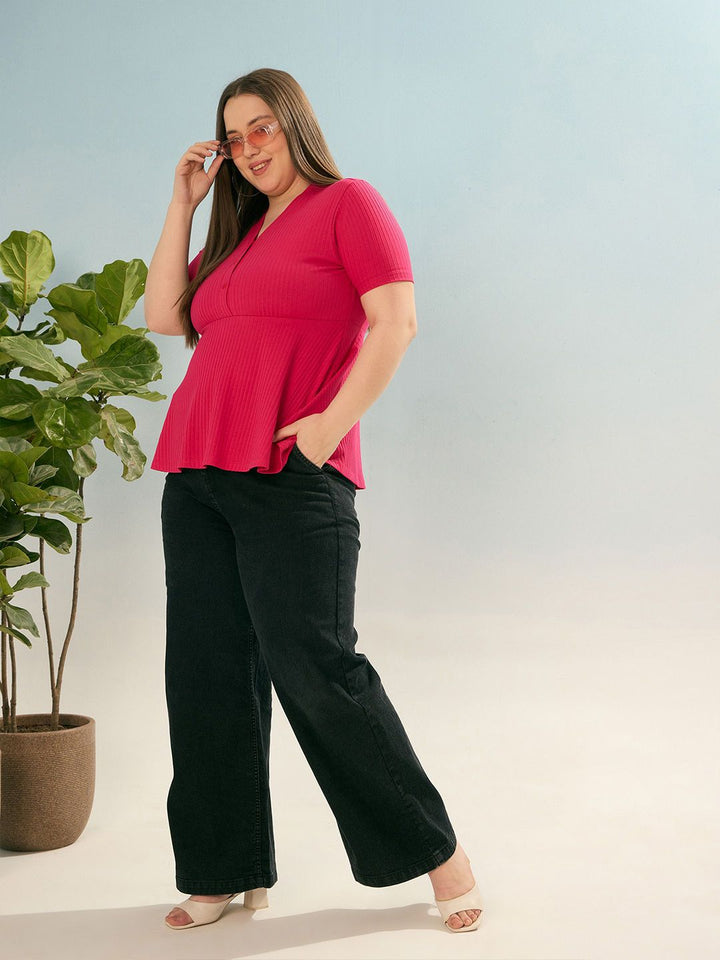 SASSAFRAS Curve Women V-Neck Plus Size Empire Top