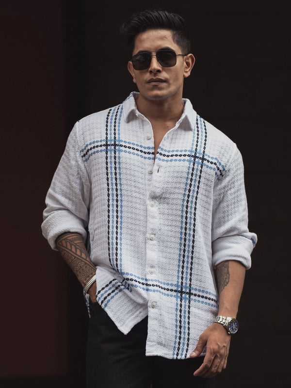 Powerlook Men Spread Collar Tartan Checked Cotton Casual Shirt