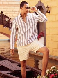 VASTRADO Classic Striped Polo Collar Jacquard Slim Fit Cotton T-Shirt