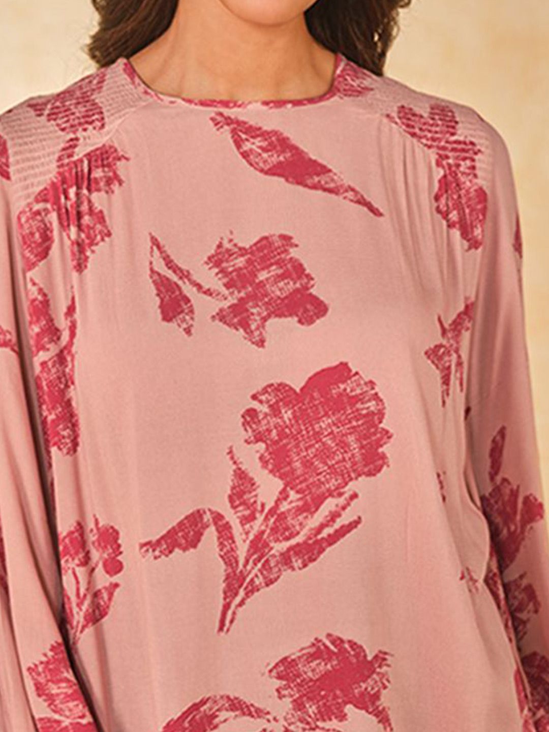 AND Women Floral Printed Boat Neck Top