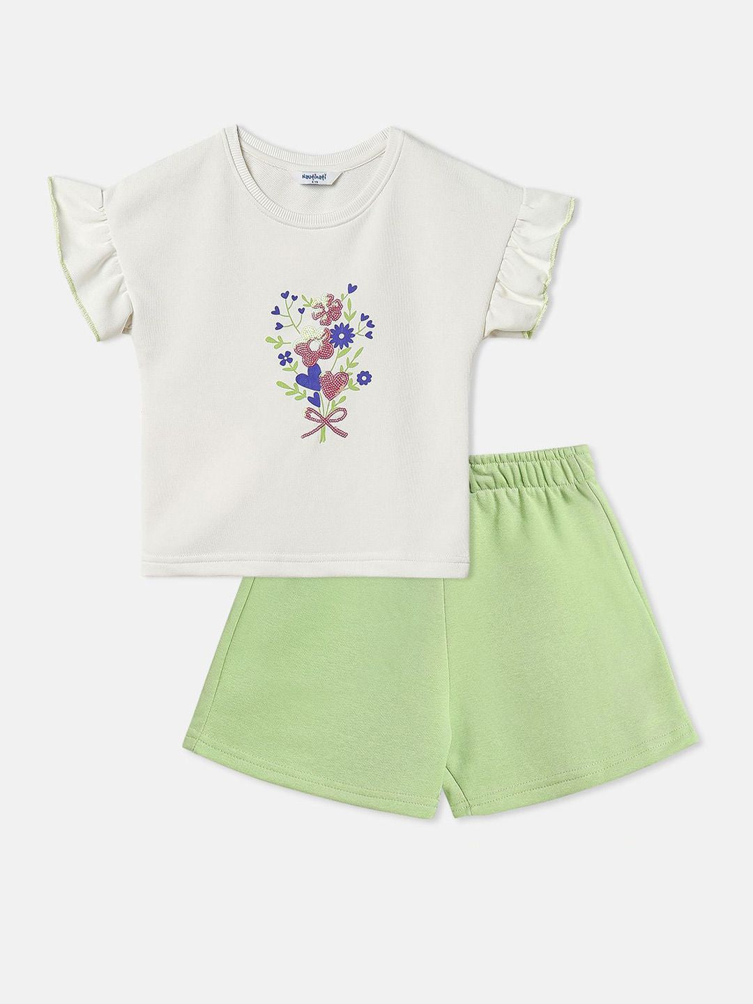 Nauti Nati Girls Floral Print T-shirt & Shorts