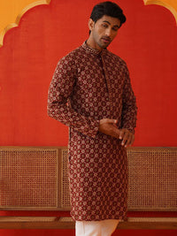 Jompers Men Geometric Embroidered Sequinned Kurta