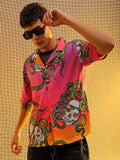 The Indian Garage Co Men Cuban Collar Animal Printed Oversized Resortwear Shirt