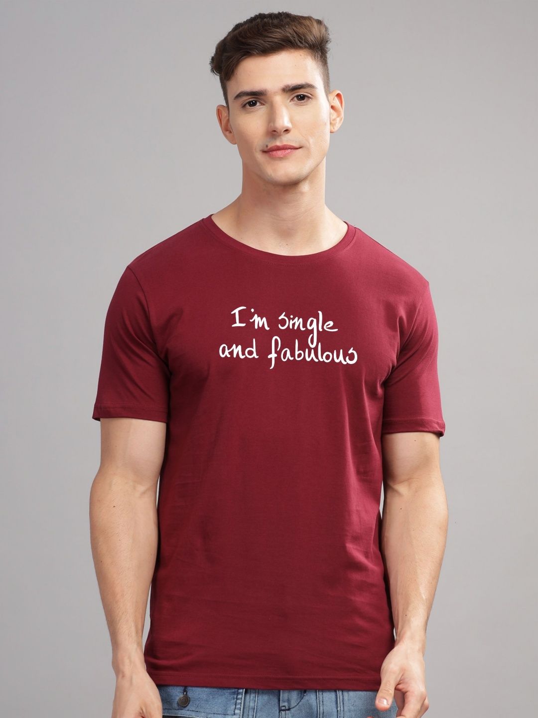 ADRO Men Typography Printed Round Neck Cotton T-shirt