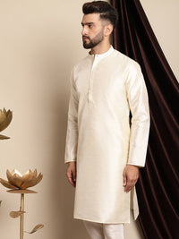 Kurta Lurus Kapas Sutera Warna Krim Anouk