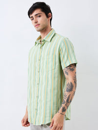 SPYKAR Men Spread Collar Vertical Striped Cotton Casual Shirt