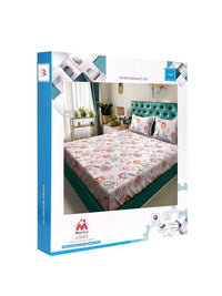 Myntra Elegant Homes White & Orange Printed Set Cadar King 300 TC 2.50 m x 2.25 m