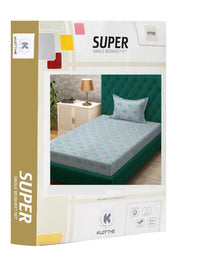 KLOTTHE Blue Floral Cotton Single Bedsheets
